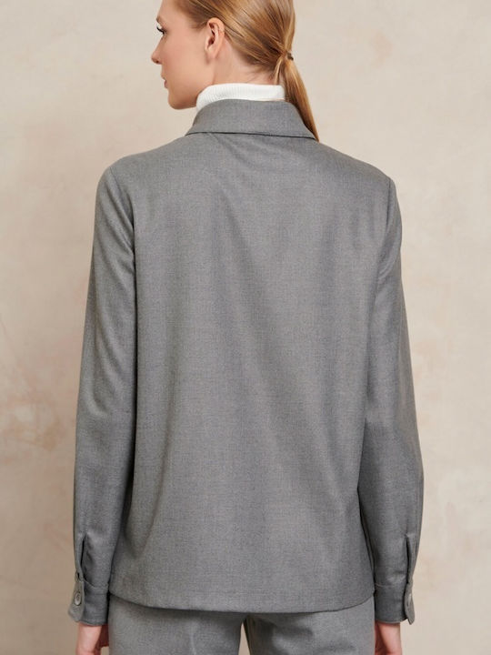 Langärmelig Damen Hemd Gray Monochrom
