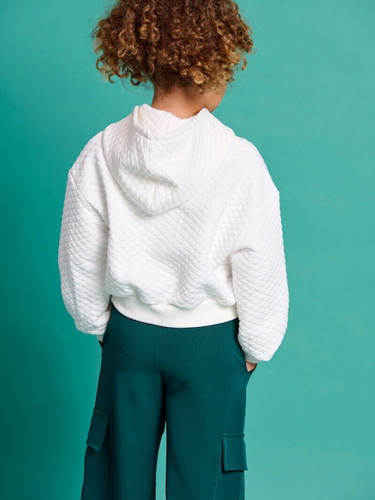 Kinder-Crop-Top Langarm Ecru