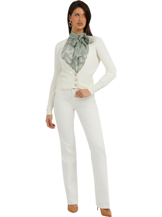 Jachetă de damă tricotată Cream White
