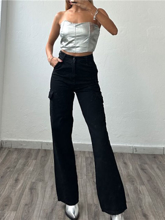 Bluze Damă de Piele Fără Bretele Argintiu