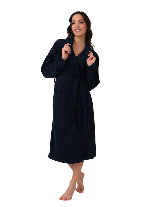 Lydia Creations Winter Women's Fleece Robe Dark Blue