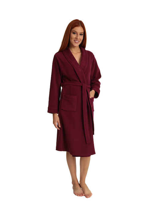 Lydia Creations Women's Winter Fleece Pajama Robe ΜΠΟΡΝΤΟ