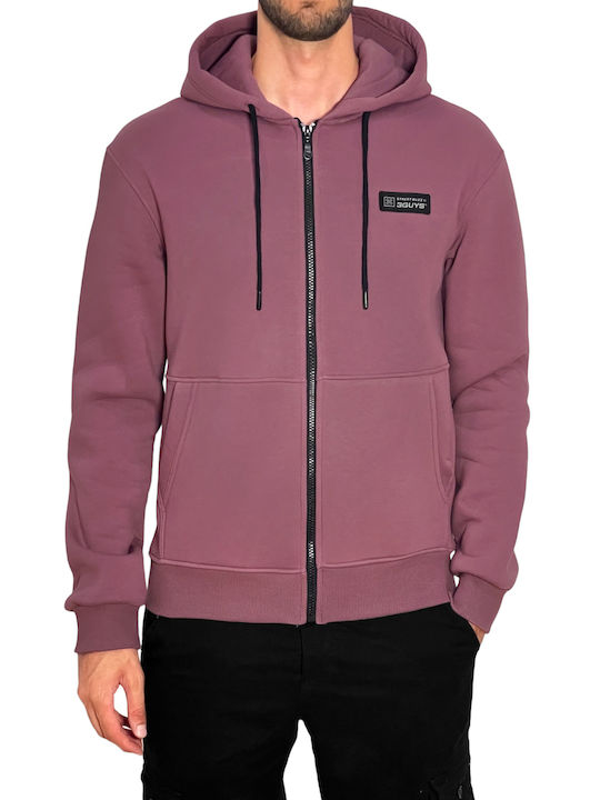 3Guys Men's Sweatshirt Jacket Berry