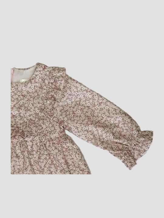 Kinderkleid Blumen Ecru