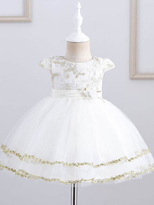 Kids Dress for Flower Girl Floral White