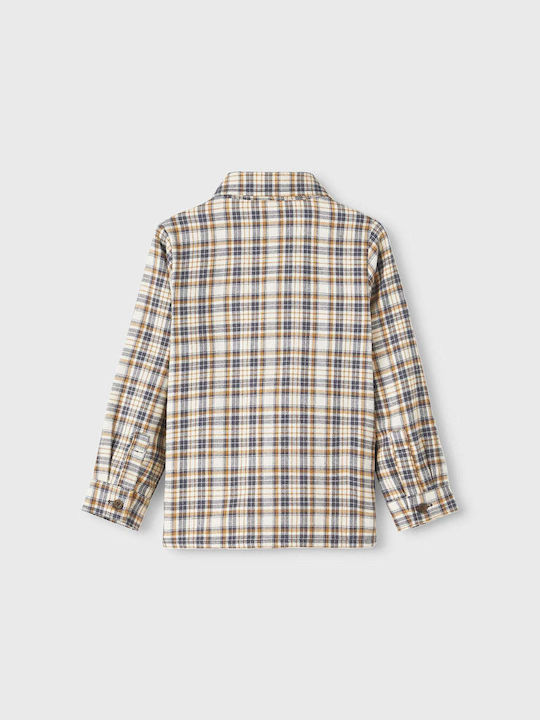Kids Checked Shirt Long Sleeve Beige