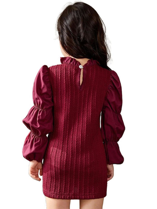 TakTakBaby Kids Dress Striped Long Sleeve Bordeaux