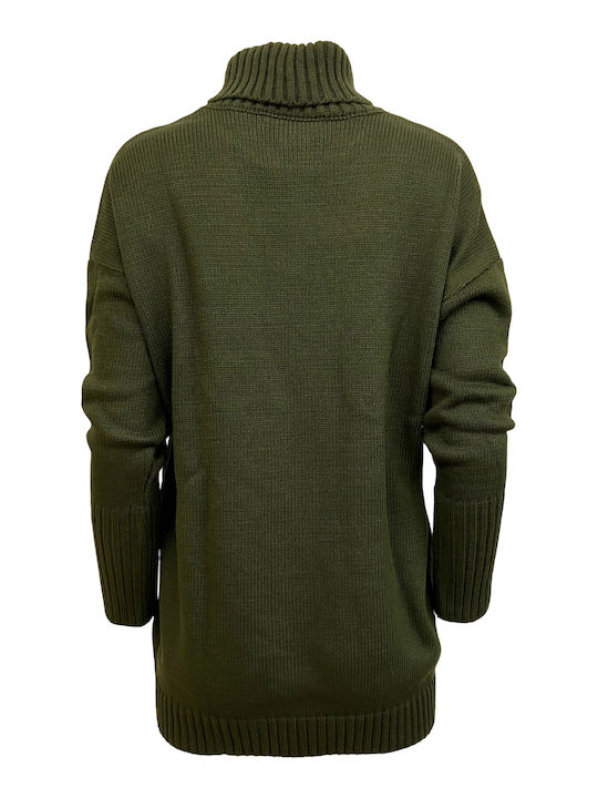 Damen Langärmeliges Rollkragenpullover Khaki