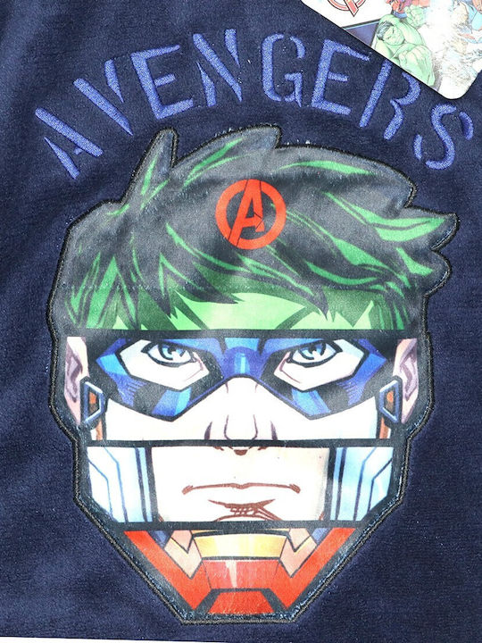 Marvel Παιδική Πιτζάμα Χειμωνιάτικη Fleece Σκούρο Μπλε