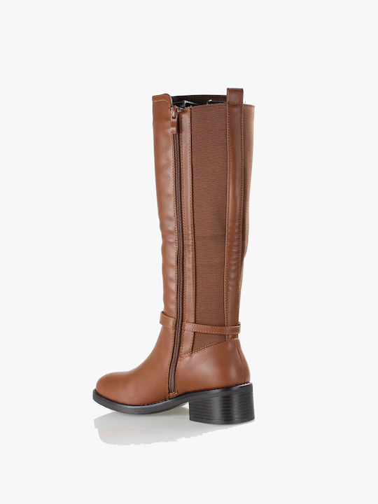 Blondie Synthetic Leather Women's Boots with Zipper Brown