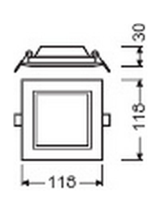 Ledvance Downlight Slim Квадрат LED Панел 6W с Топло бяло Светлина 3000К