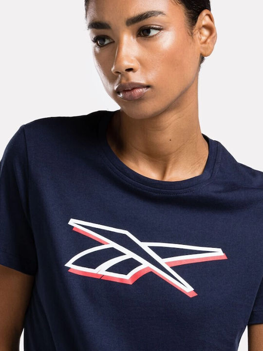 Reebok Vector Graphic Γυναικείο Αθλητικό T-shirt Navy Μπλε