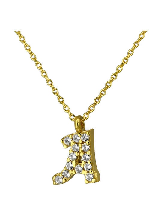 Fa Cad'oro Necklace from Gold 14K with Zircon and Letter Option