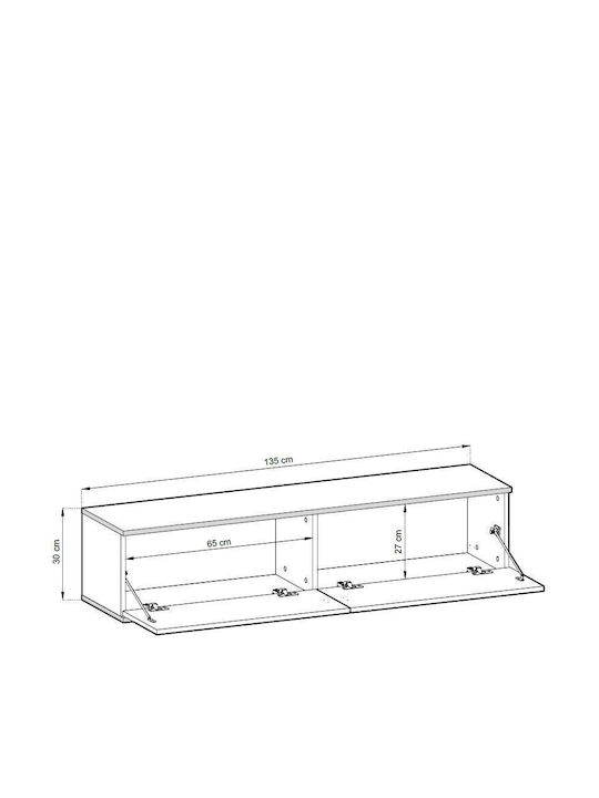 Телевизионна Мебел Oro MDF Антрацит М135xД32xВ30см