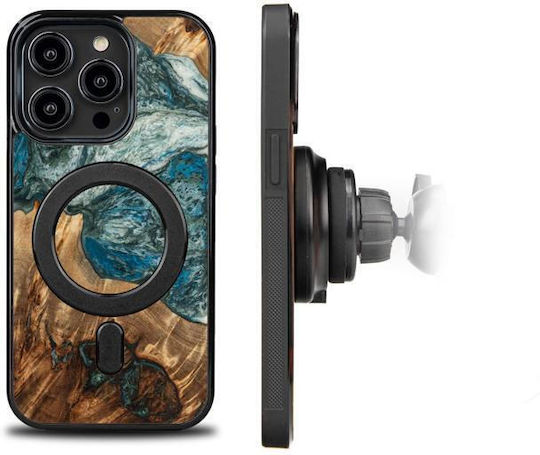 Bewood Umschlag Rückseite Hölzern Blau (iPhone 15 Pro)