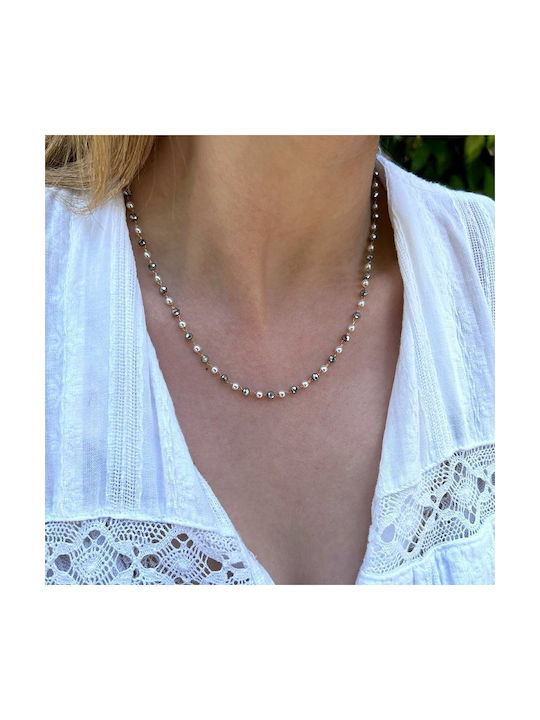 Amor Amor Halskette Rosenkranz aus Vergoldet Stahl mit Perlen