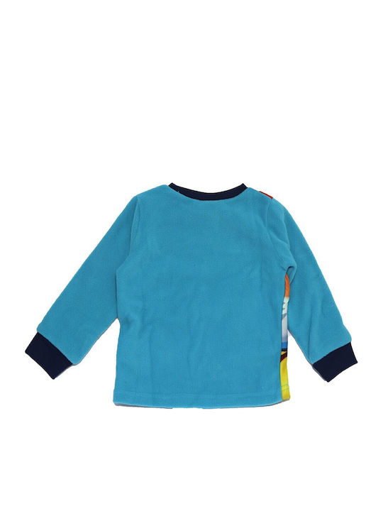 Disney Kinder Schlafanzug Winterlich Fleece Hellblau Mickey Mouse