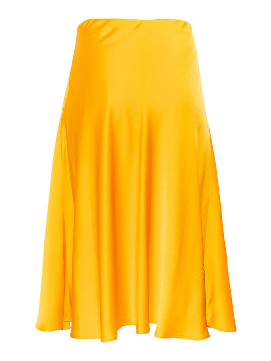 Satin Midi Skirt Yellow
