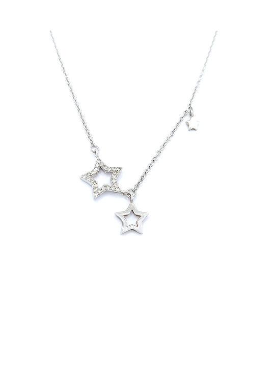 PS Silver Necklace with design Star from Silver with Zircon