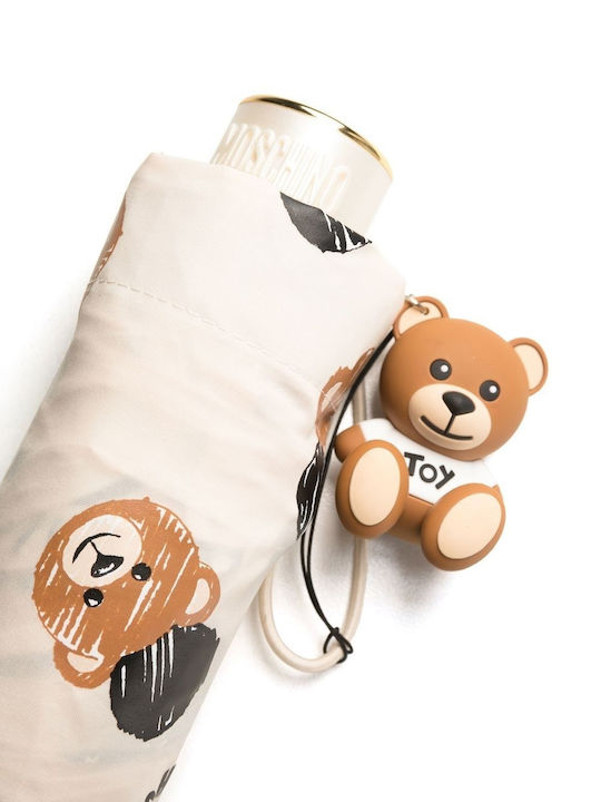 Moschino Αυτόματη Ομπρέλα Βροχής Σπαστή Λευκή