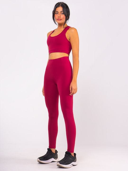 Women's Long Yoga Legging High Waisted Burgundy