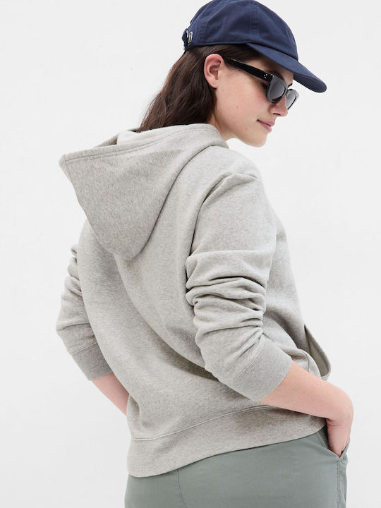 Long Women's Sweatshirt Hooded light heather gray
