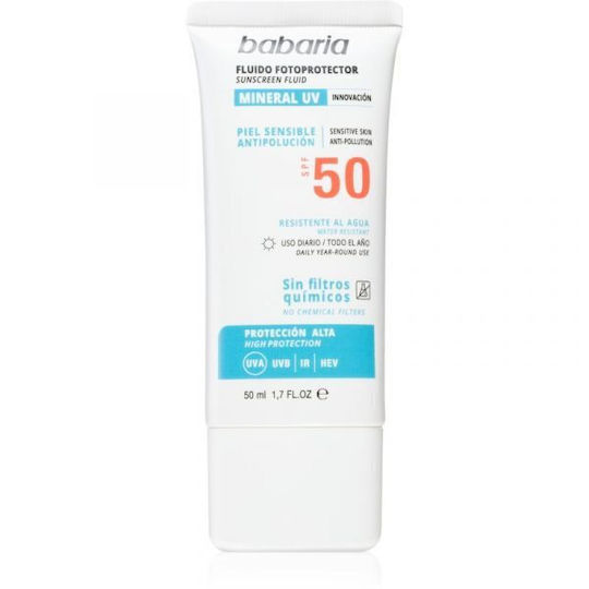 Babaria Mineral Loțiune Cu Protecție Solara Fără Culoare Waterproof Pentru Față SPF50 50ml