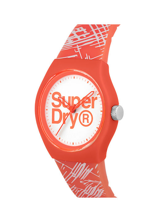Superdry Urban Etch Watch Battery with Pink Rubber Strap