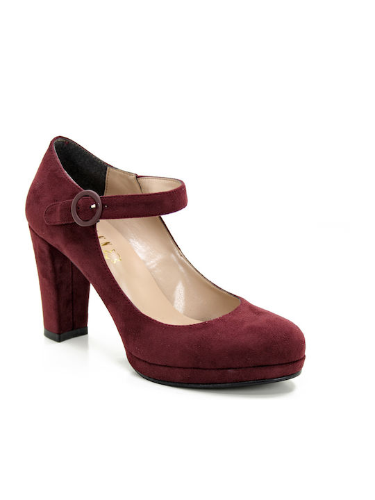 Ellen Suede Burgundy Heels with Strap