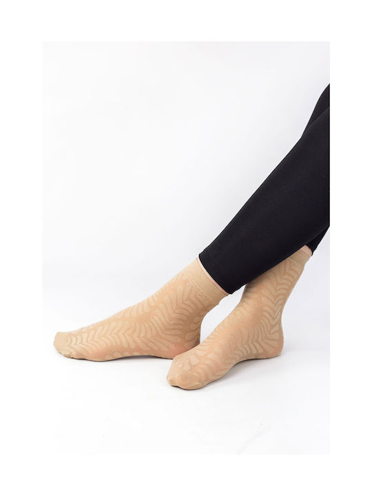 Linea D'oro Women's Socks Beige with Print