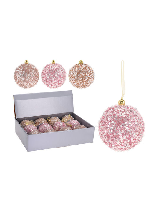 Κρεμαστή Weihnachtsbaum-Anhänger Kugel Ornament Rosa mit Federn