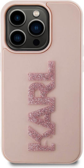 Karl Lagerfeld 3d Logo Glitter Back Cover Σιλικόνης / Πλαστικό Ροζ (iPhone 15 Pro Max)