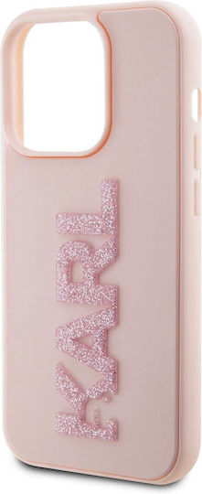 Karl Lagerfeld 3d Logo Glitter Back Cover Σιλικόνης / Πλαστικό Ροζ (iPhone 15 Pro Max)