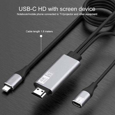 Μετατροπέας USB-C male σε HDMI male (PC8456)