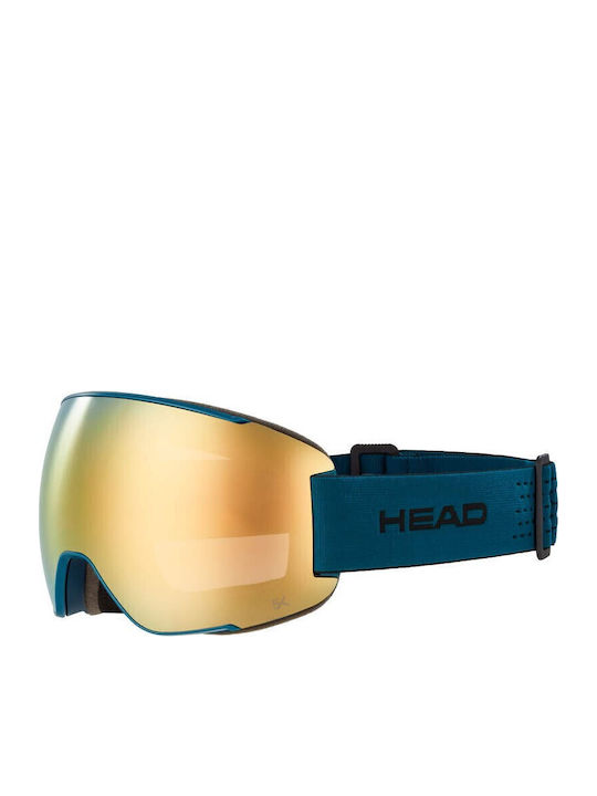 Head Μάσκα Σκι & Snowboard Ενηλίκων Μπλε με Φακό σε Χρυσό Χρώμα