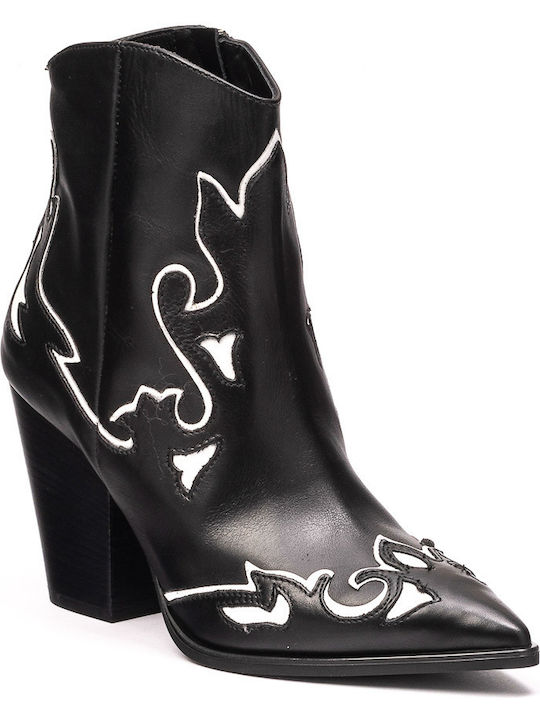 Janet & Janet Leder Damen Cowboy-Stiefeletten mit hohem Absatz Schwarz