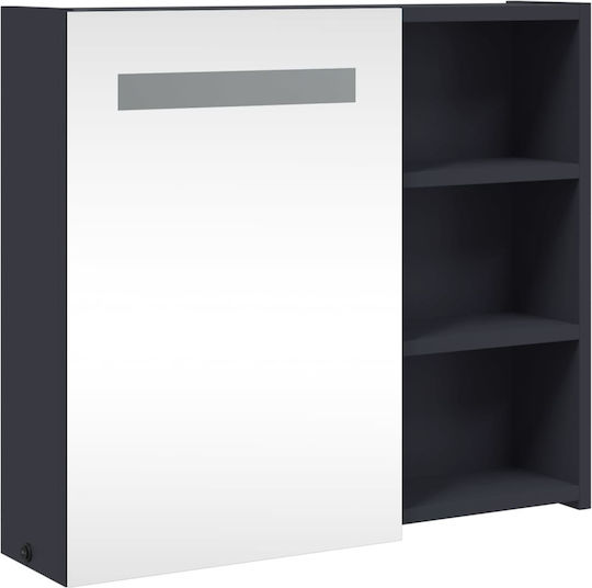 vidaXL Badezimmerspiegel LED mit Regal & Schrank 60x13cm Gray