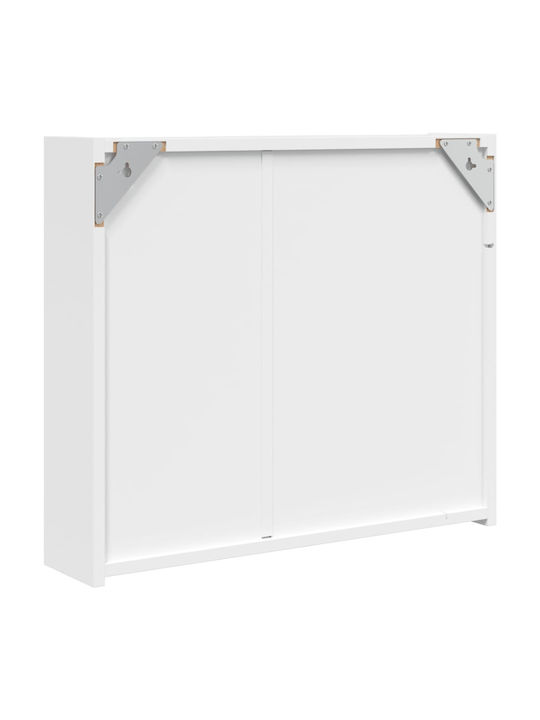 vidaXL Καθρέπτης Μπάνιου Led με Ράφι & Ντουλάπι 60x13cm Λευκός