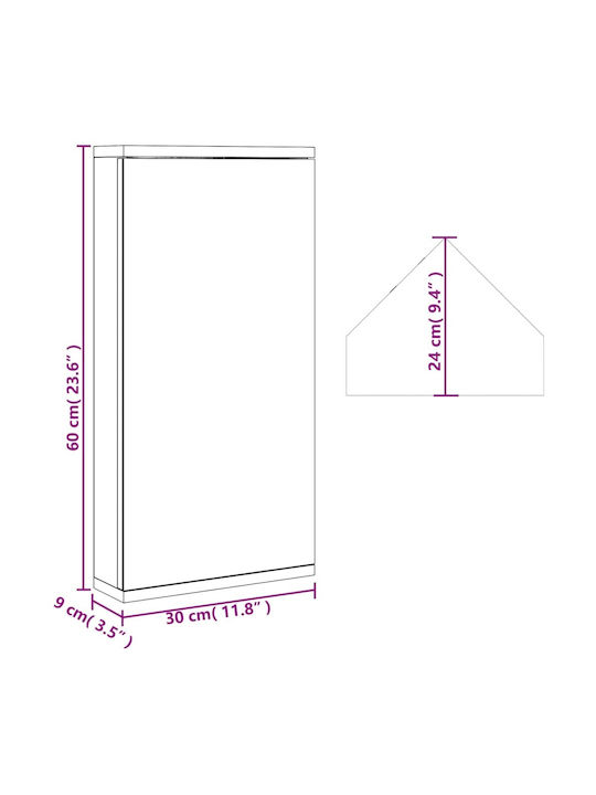 vidaXL Bathroom Mirror with Shelf & Cabinet 30x24cm White