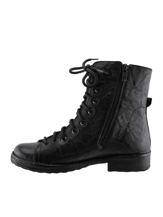 Leder Stiefeletten Damen Schwarz