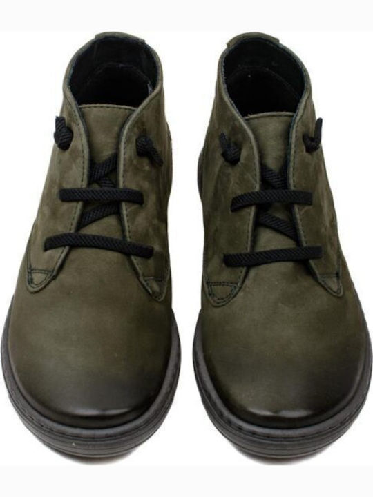 Leder Stiefeletten Damen Khaki