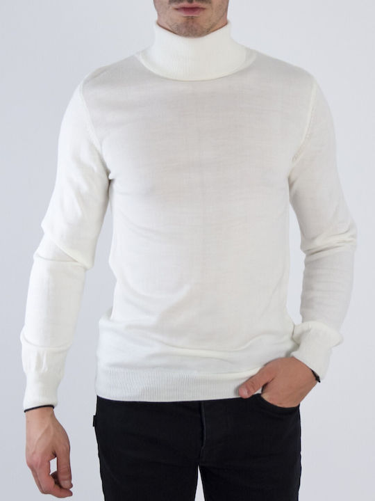 Limit 21 Herren Langarm-Pullover Rollkragen Ecru