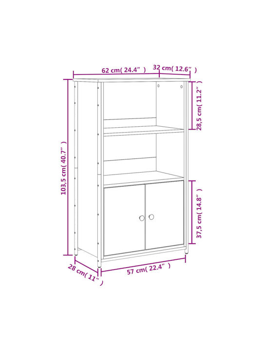 Bibliothek Grau Sonoma 62x32x103,5cm