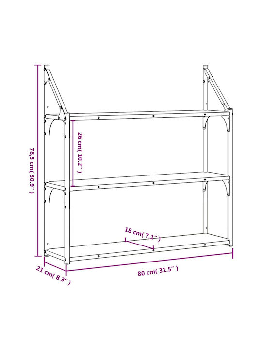 Wall Shelf Smoked Oak 80x21x78.5cm