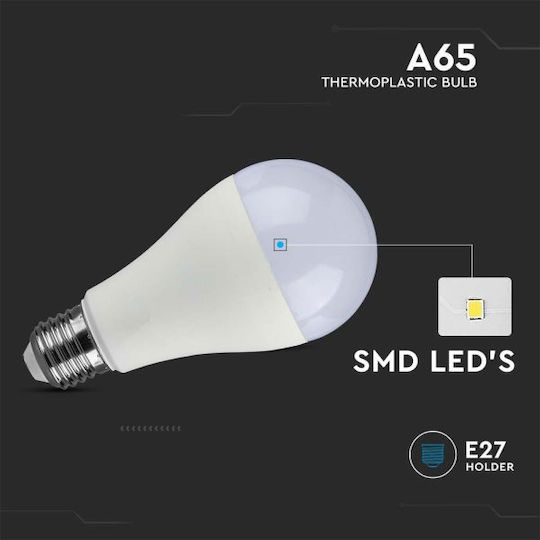 V-TAC Λάμπα LED 15W 134mm για Ντουί E27 και Σχήμα A65 Φυσικό Λευκό 1521lm