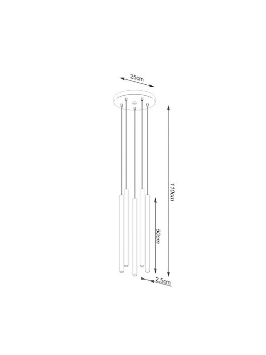 Sollux Pastelo Suspendat Candelabru pentru 4 Becuri G9 Negru