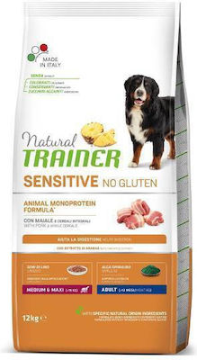 Natural Trainer Sensitive Adult Medium/Maxi 3kg Dry Food Gluten Free for Adult Dogs of Medium & Large Breeds with Pork