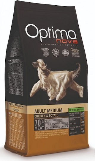 Optimanova Adult Medium Chicken & Potato 12кг Суха Храна без Зърнени храни за Възрастни Кучета от Средни Породи с Пилешко и Картофи