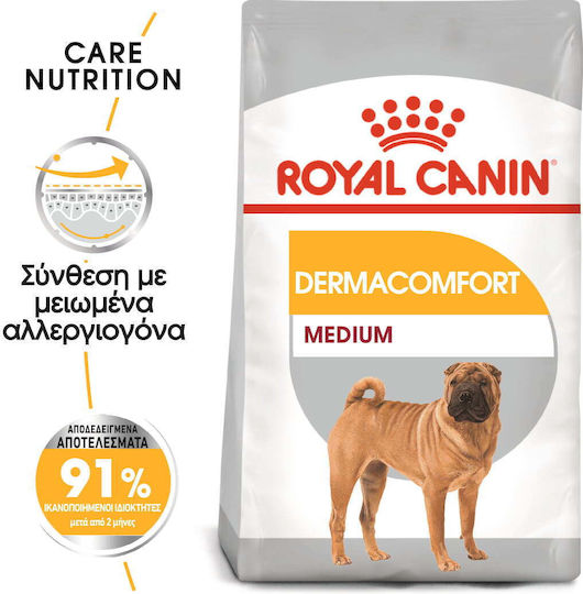 Royal Canin Dermacomfort Medium 3kg Dry Food Gluten-Free for Adult Medium Breed Dogs with Rice