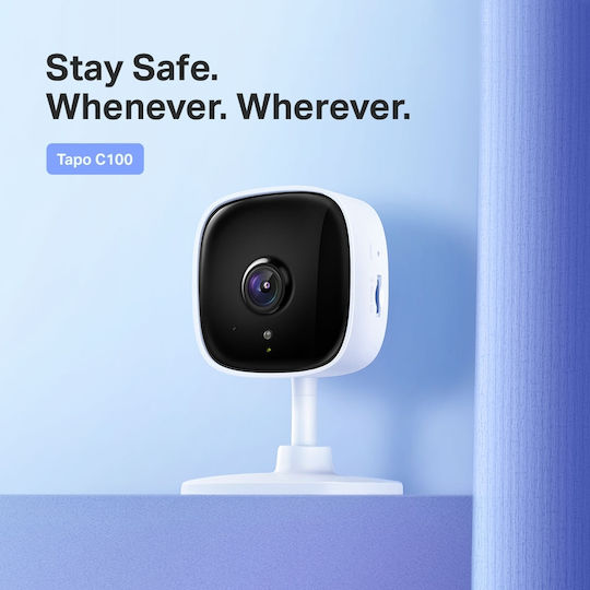 TP-LINK Tapo C100 v4 IP Surveillance Camera Wi-Fi Full HD 1080p with Two-Way Communication and Lens 3.3mm
